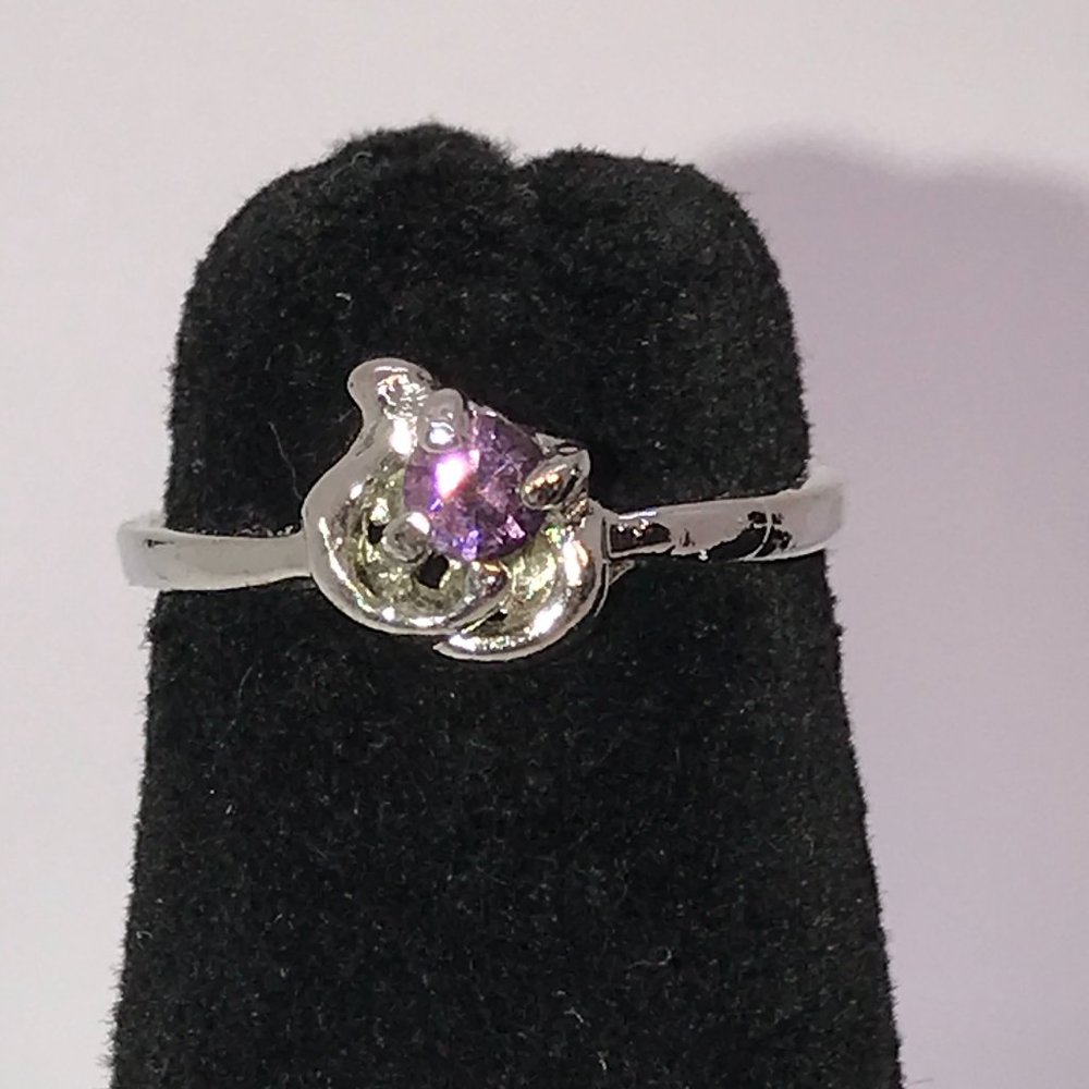 Amethyst Purple Heart Ring, Size 5 3/4
